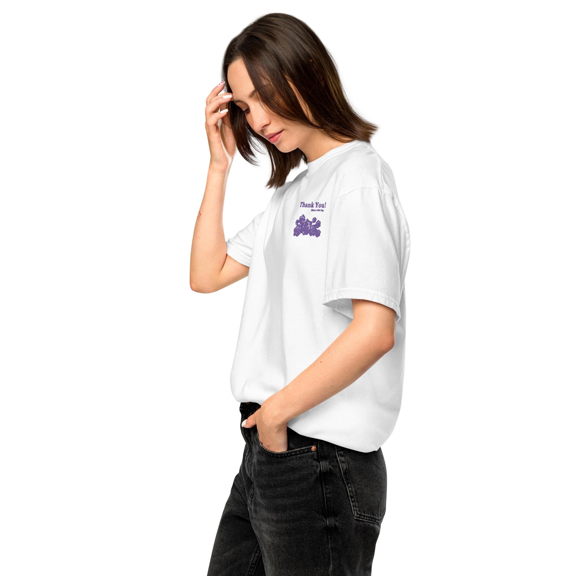 Unisex Garment-dyed Embroidery T-shirt | Plastic Bag Roses Have A Good Day