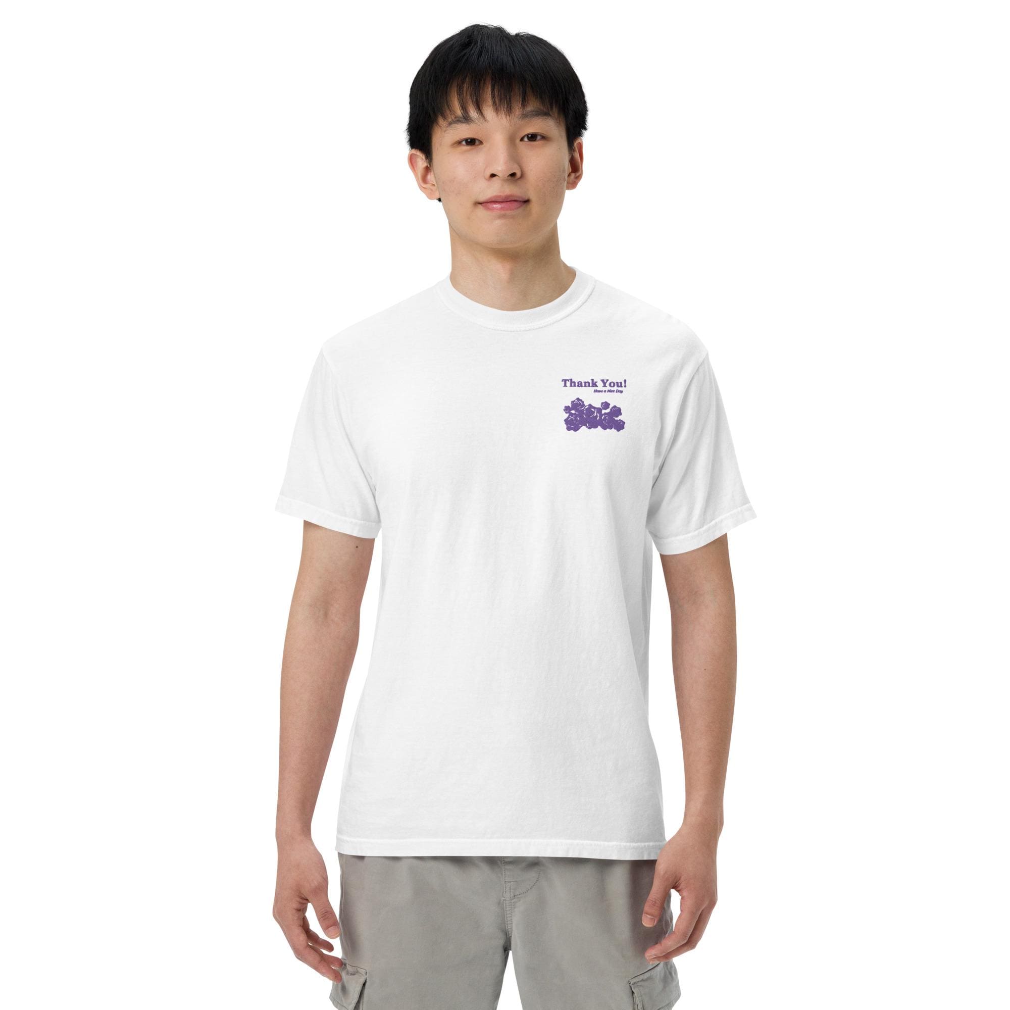 Unisex Garment-dyed Embroidery T-shirt | Plastic Bag Roses Have A Good Day - Image 2