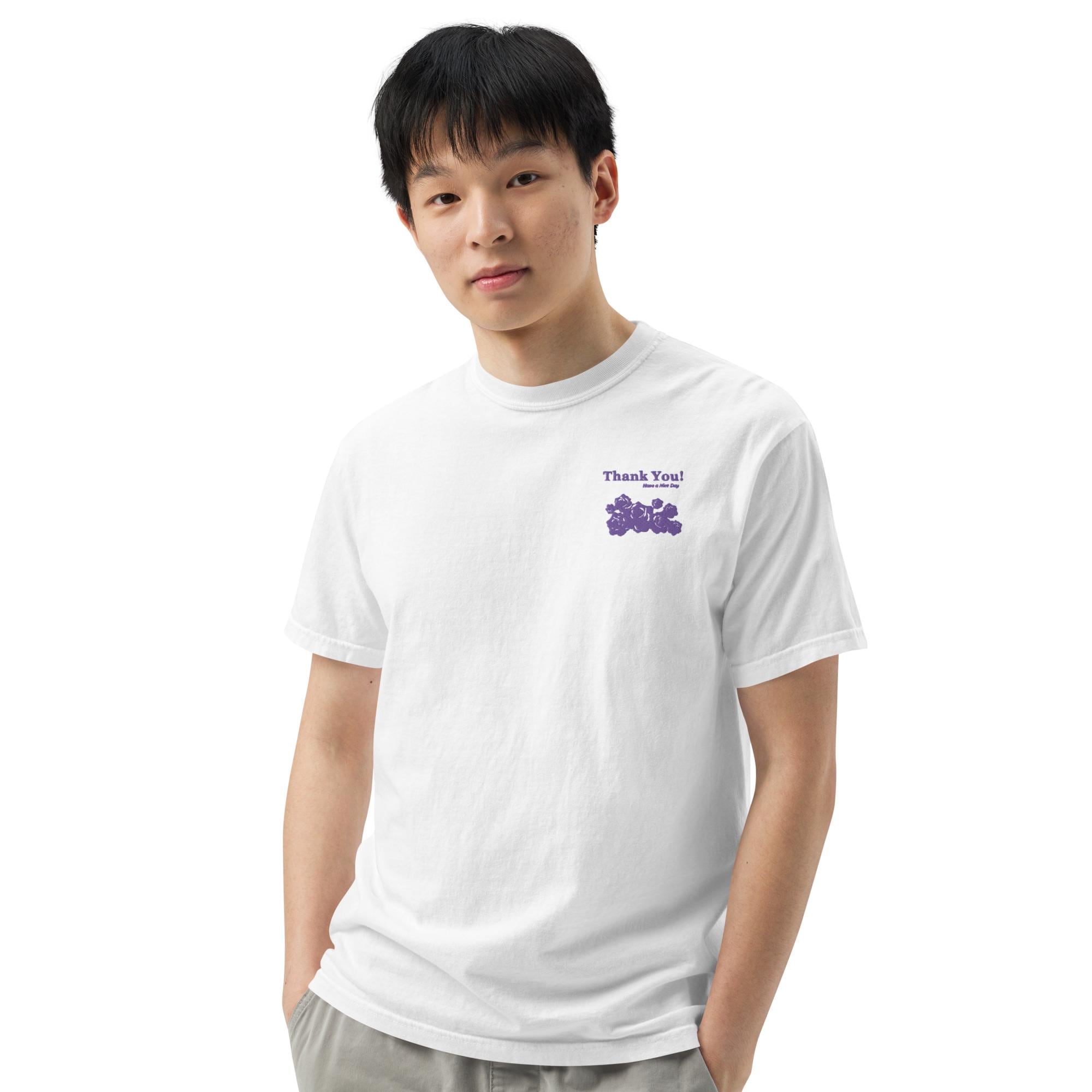 Unisex Garment-dyed Embroidery T-shirt | Plastic Bag Roses Have A Good Day - Image 6