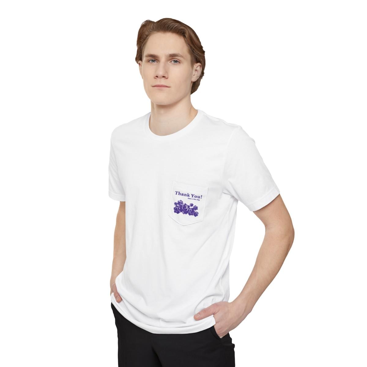 Pocket T-shirt | Plastic Bag Roses Have A Good Day - Image 5