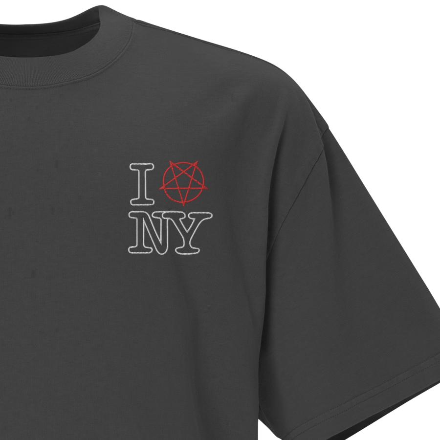 Oversized Faded T-Shirt Black Embroidery | I Pentagram Ny