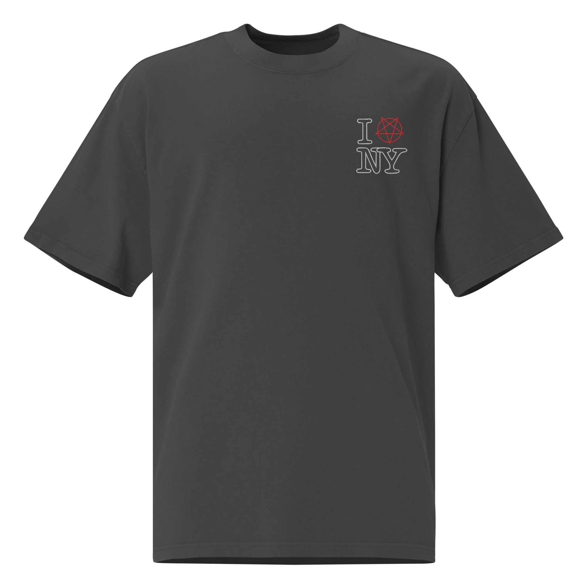 Oversized Faded T-Shirt Black Embroidery | I Pentagram Ny - Image 2