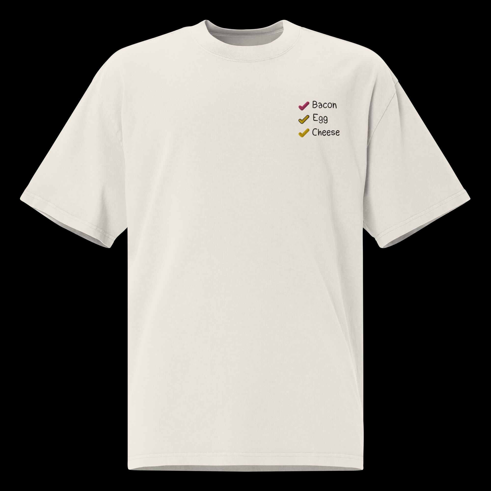 Oversized Faded T-Shirt Embroidery | Bacon Egg Cheese - Image 2