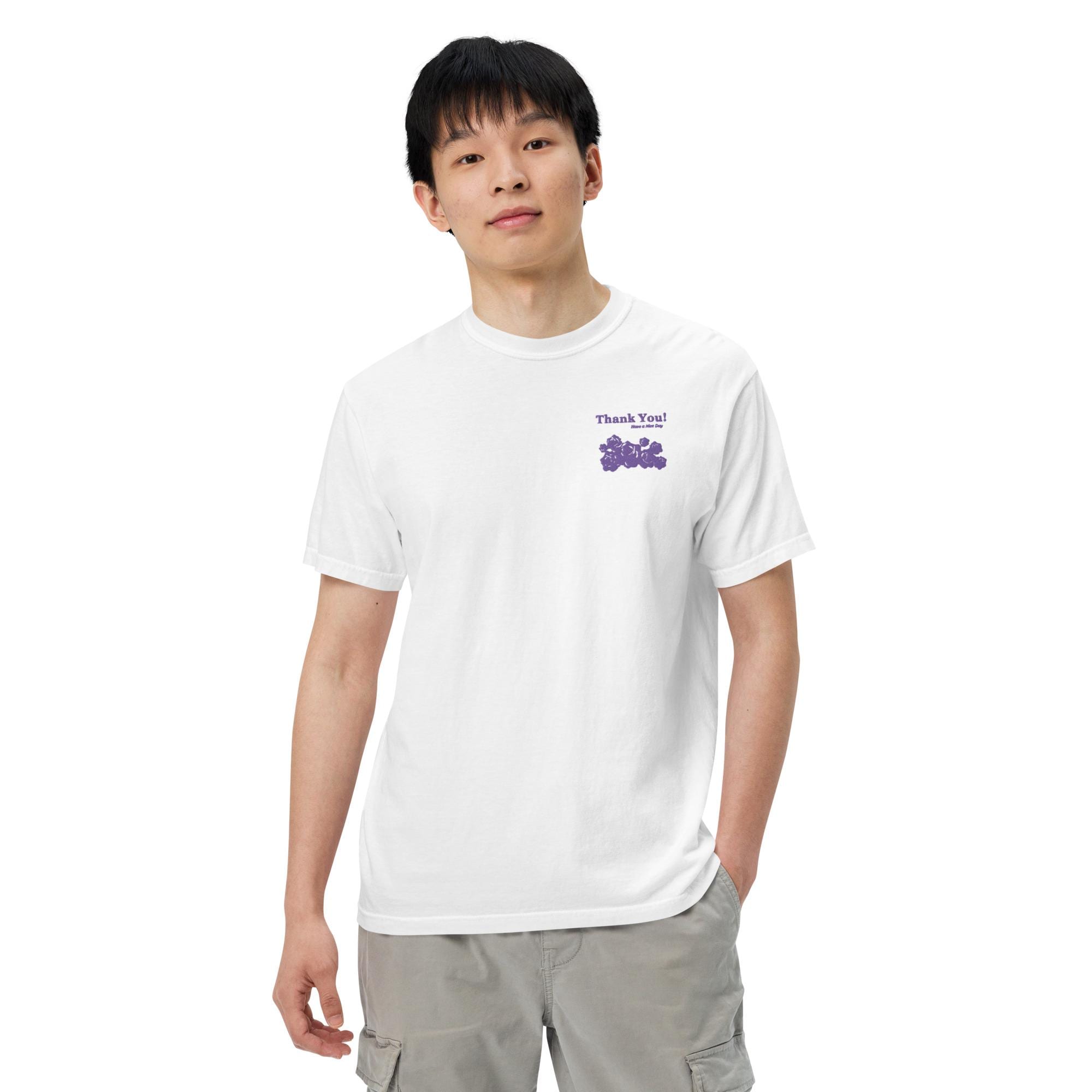 Unisex Garment-dyed Embroidery T-shirt | Plastic Bag Roses Have A Good Day - Image 3