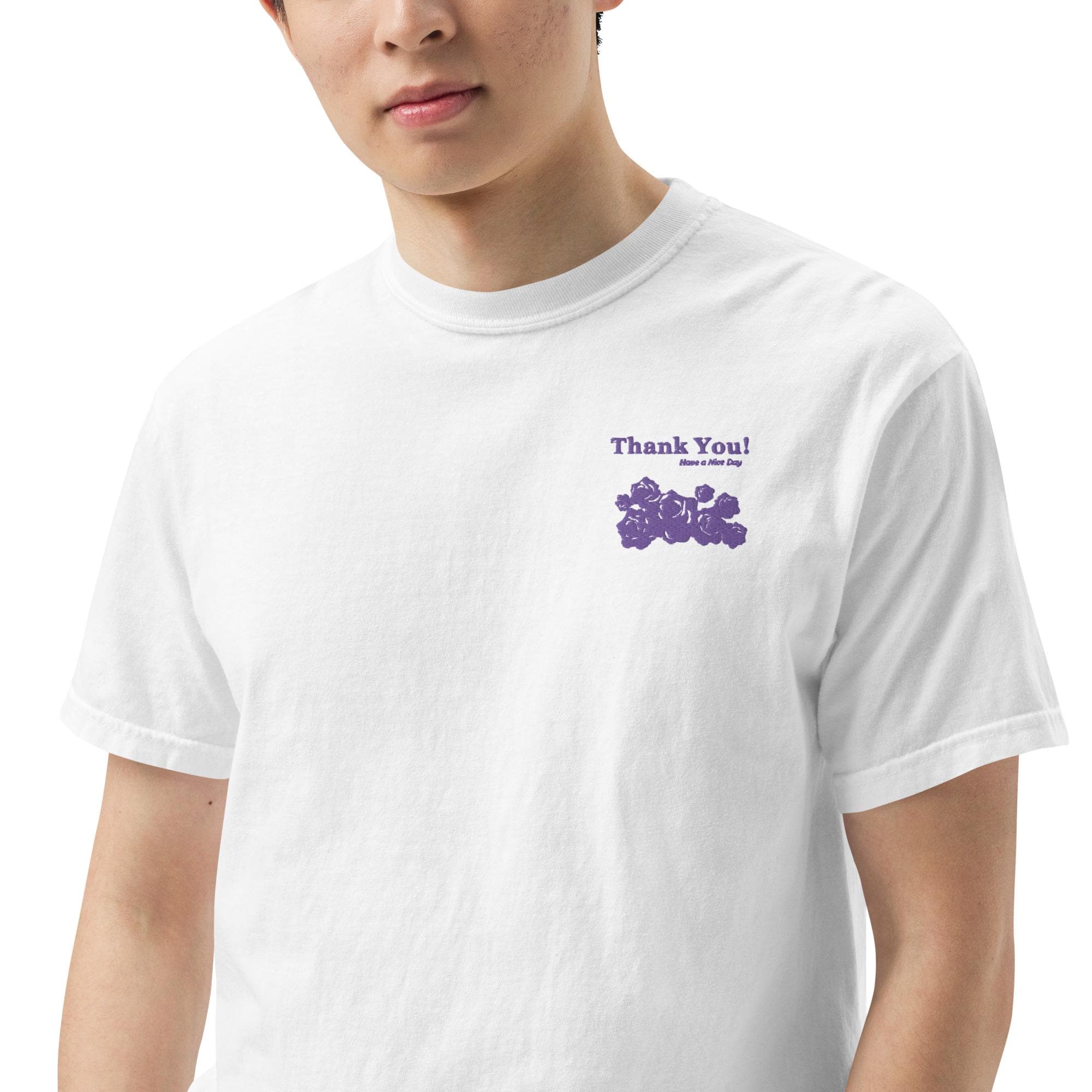 Unisex Garment-dyed Embroidery T-shirt | Plastic Bag Roses Have A Good Day - Image 7