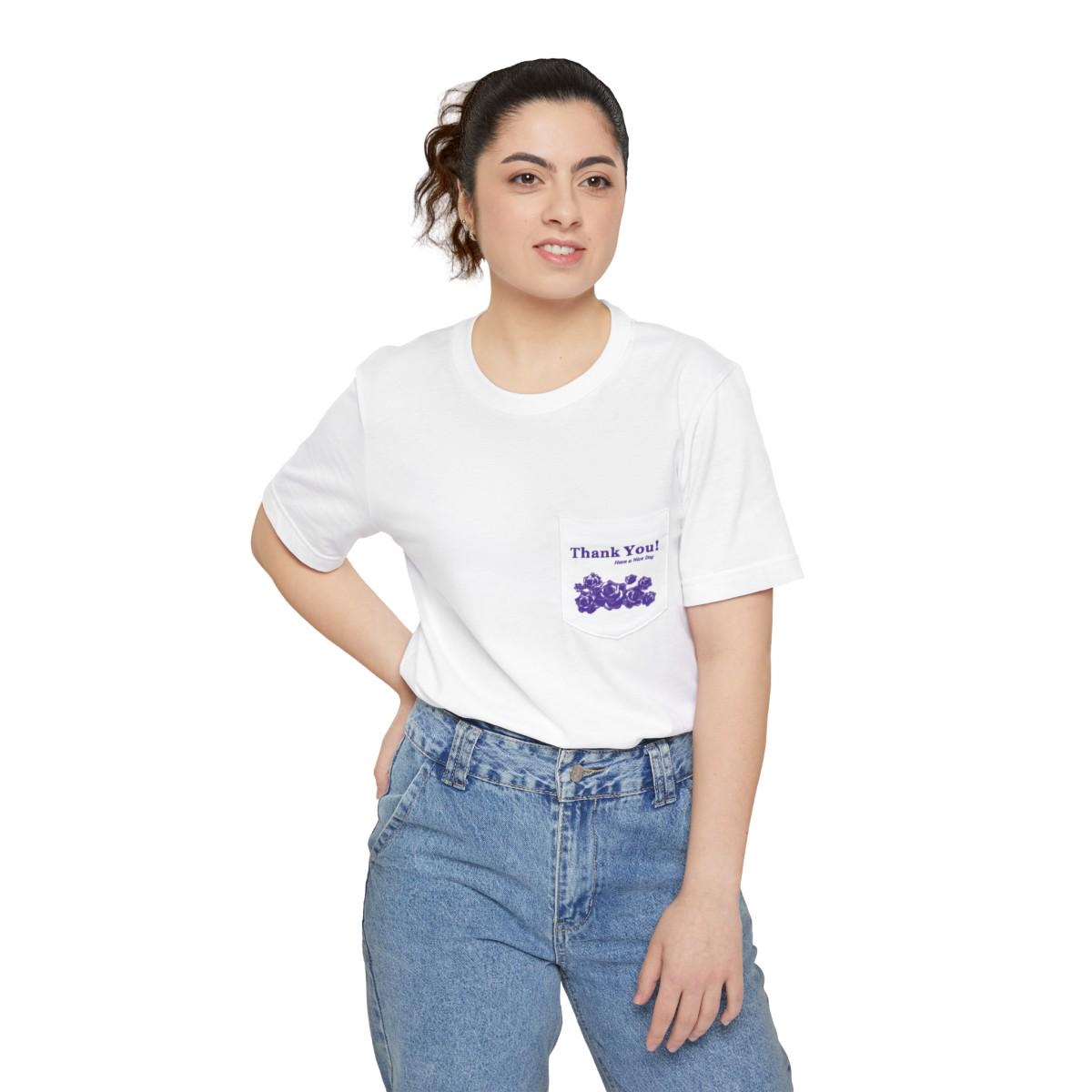 Pocket T-shirt | Plastic Bag Roses Have A Good Day - Image 3