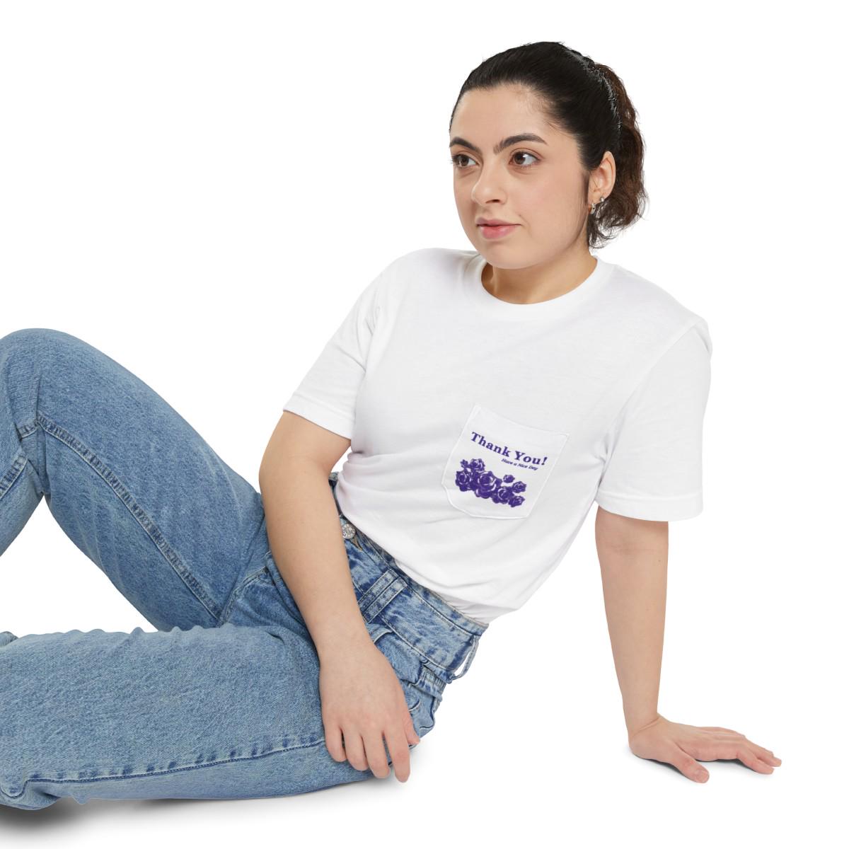 Pocket T-shirt | Plastic Bag Roses Have A Good Day - Image 8
