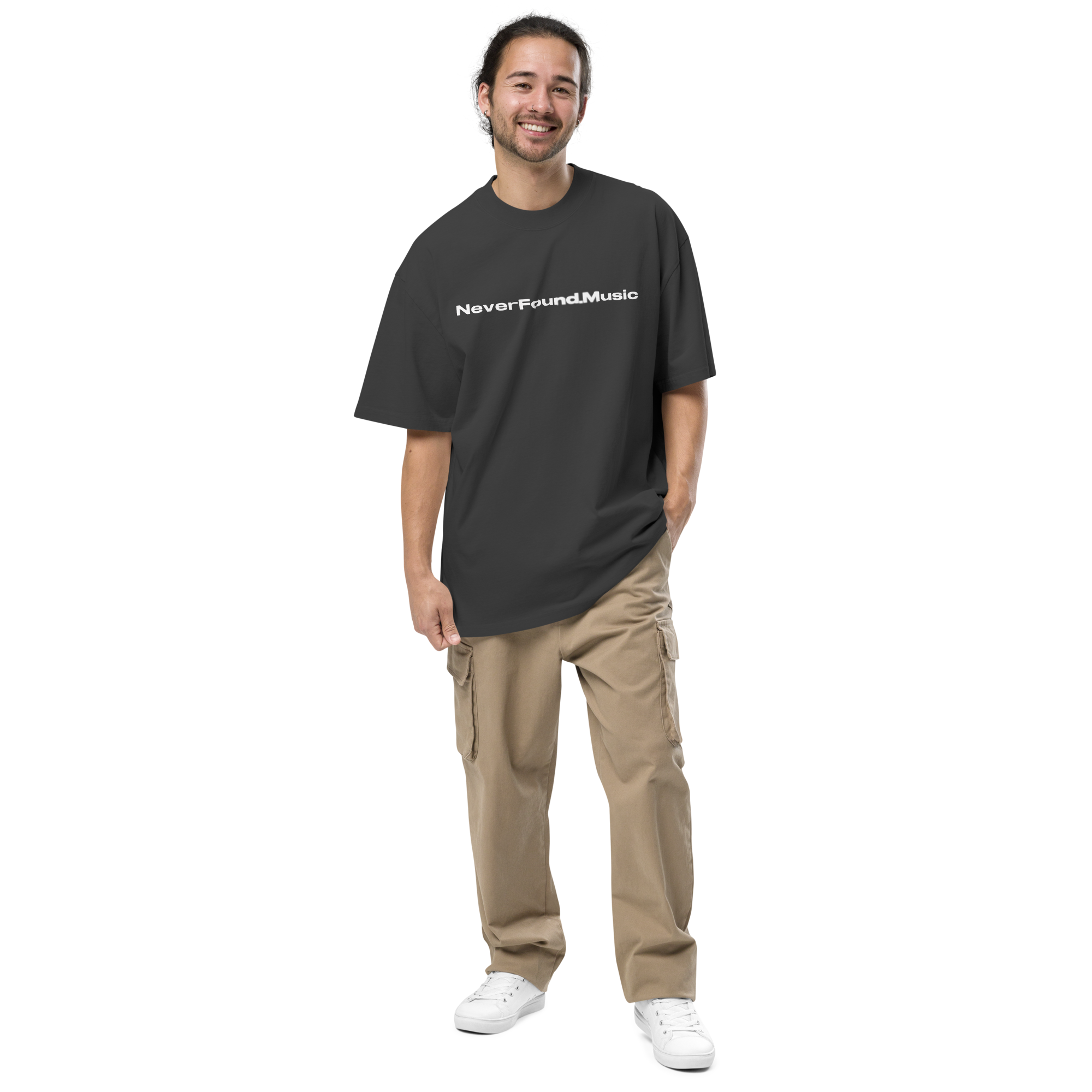 NEVERFOND.MUSIC Oversized faded t-shirt